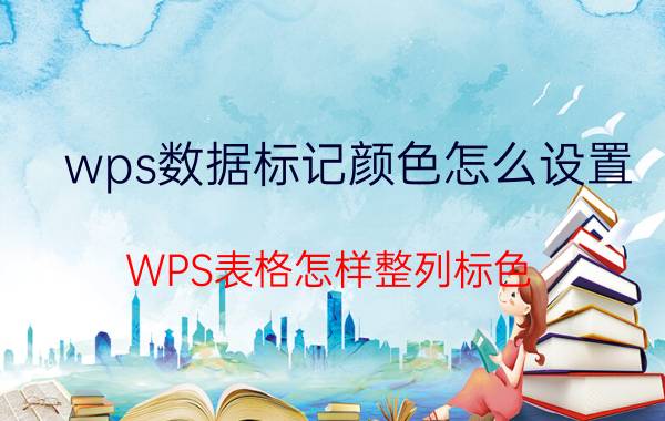 wps数据标记颜色怎么设置 WPS表格怎样整列标色？